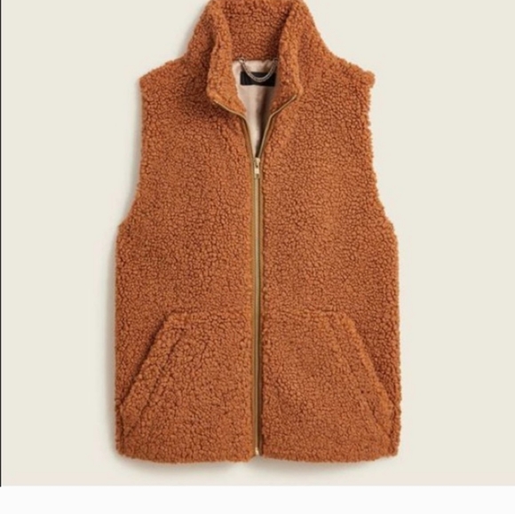 J.Crew Teddy Sherpa Vest Adole-Clay SZ.S - Picture 3 of 9